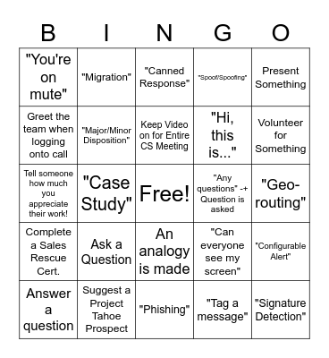 Customer Success - BINGO Card
