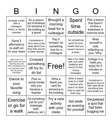 Key's November Challenge Bingo Card