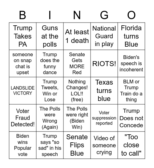 Election Bingo Card