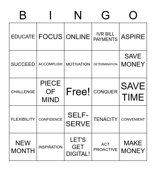 First 5 Bingo Card