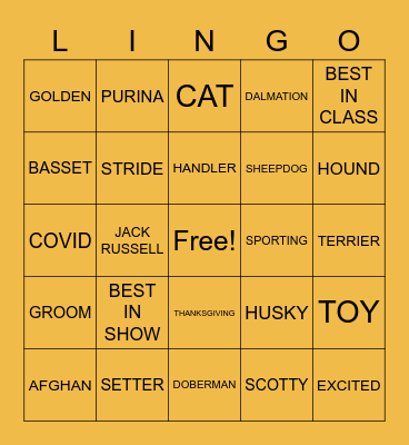 DOG-SHOW LINGO Bingo Card