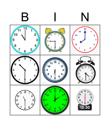 ⌚ J1 Telling Time! ⏰ Bingo Card