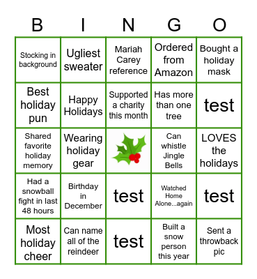 A December to Remember Bingo Card