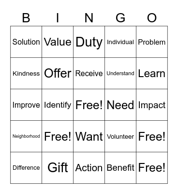 Unit 1 Vocabulary Bingo Card