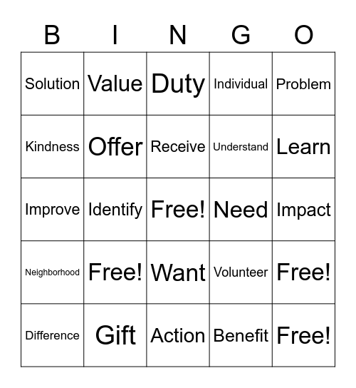 Unit 1 Vocabulary Bingo Card