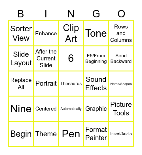 PowerPoint BINGO Card