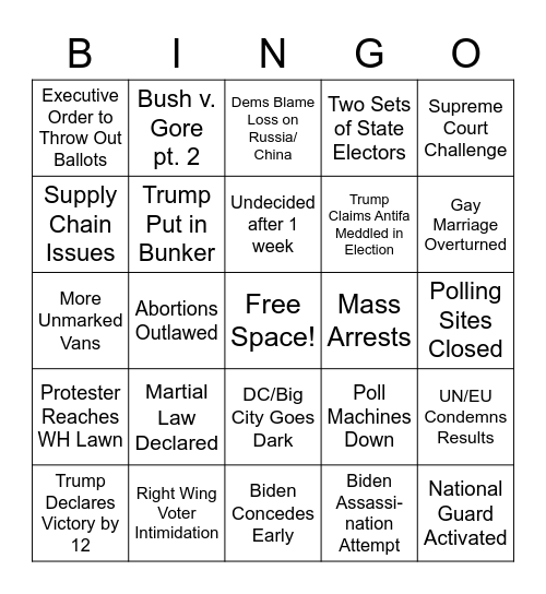 Election Day & Beyond Bingo! Bingo Card