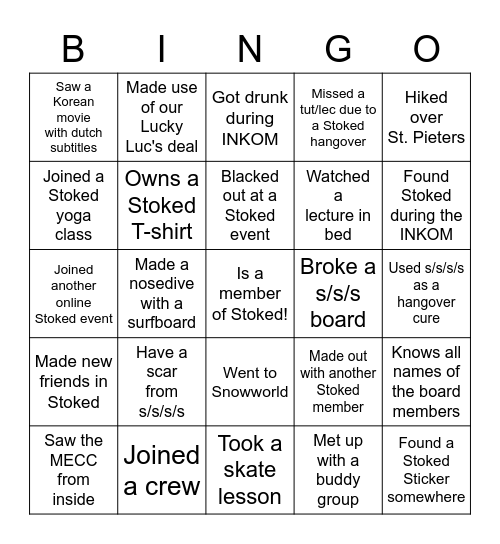 Stoked Bingo Card