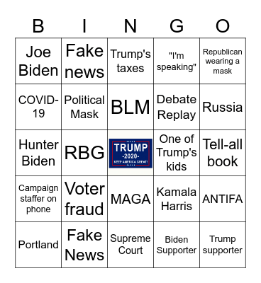 2020 Election Night Bingo! Bingo Card