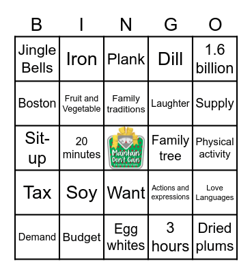 Get Ready to Maintain! Bingo Card