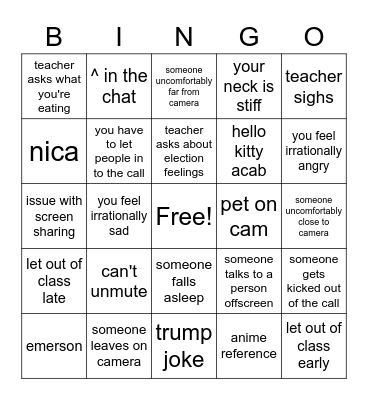 help us all Bingo Card