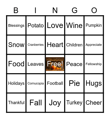 Safco Thanksgiving Dinner BINGO Card