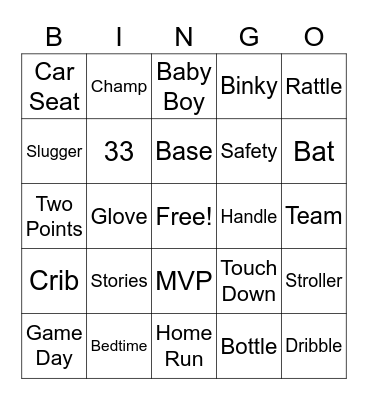 Baby Handle Bingo Card