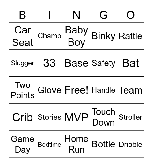 Baby Handle Bingo Card