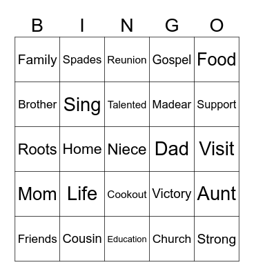 FAMILY BINGO Card