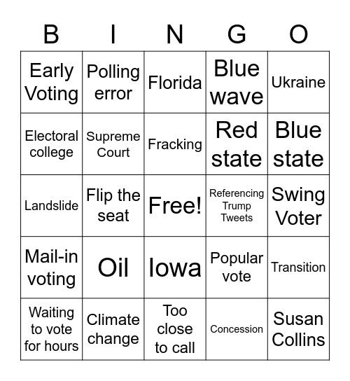 Election News Coverage Bingo! Bingo Card