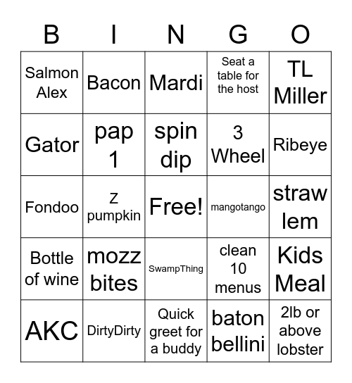 Pappadeaux Bingo Card