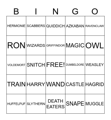 HARRY POTTER BINGO Card