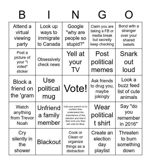 Election Day Bingo Card