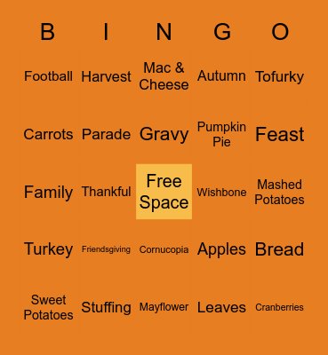 Thanksgiving Bingo Card