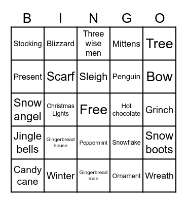 Texas Christmas Bingo Card