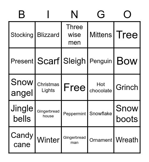 Texas Christmas Bingo Card