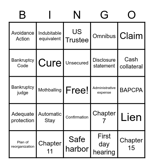 Women in Bankruptcy & Restructuring Bingo Card