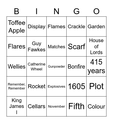 Bonfire Bingo Card