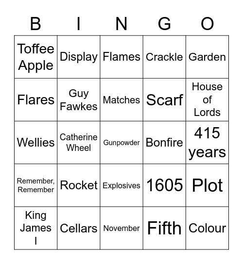 Bonfire Bingo Card