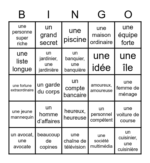 Bingo d'Hugues Barthélémy Bingo Card