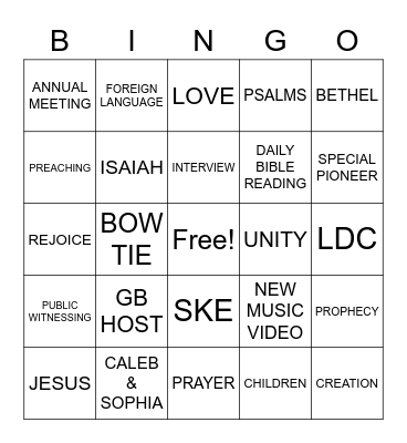 BROADCAST BINGO Card