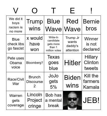2020 Election Night Bingo Card