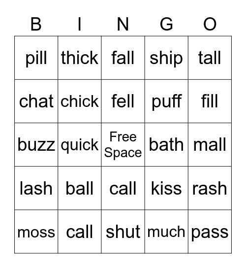 Unit 4 Bingo Card