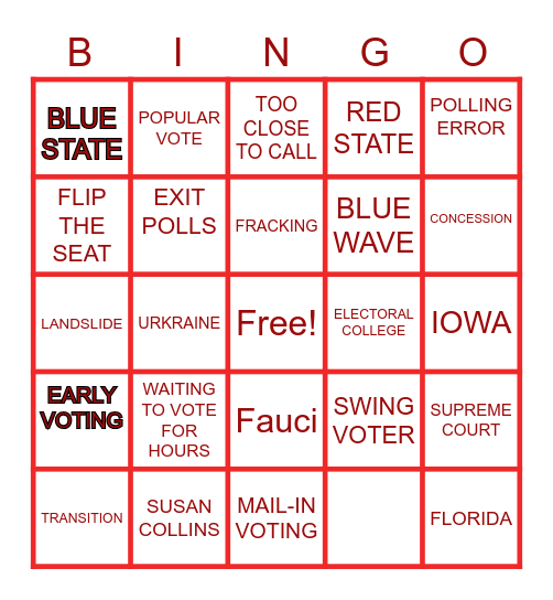 Election Night Bingo Card