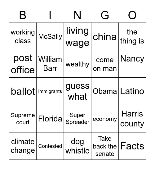 Bullshit Bingo Biden Bingo Card