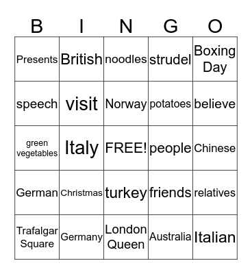 Christmas and People Bingo Card