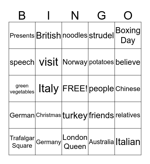 Christmas and People Bingo Card