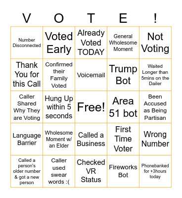 MOVE Texas Phonebank Bingo Card