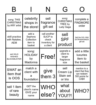 SiJCP Holiday Bingo Card