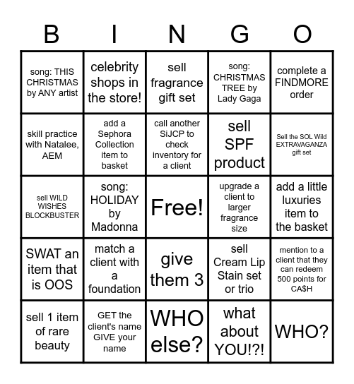 SiJCP Holiday Bingo Card