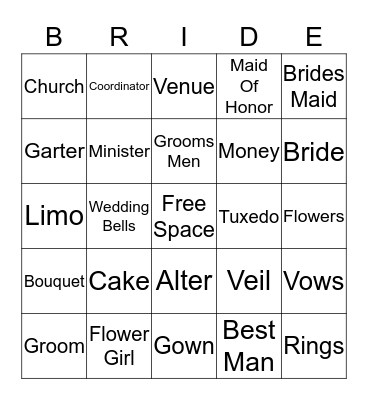 Bridal Bing Bingo Card