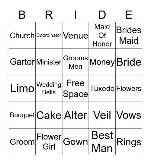 Bridal Bing Bingo Card
