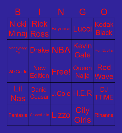 KLA Music Bingo Card
