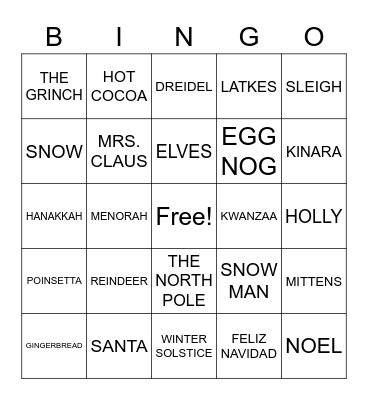 HOLIDAY BINGO Card