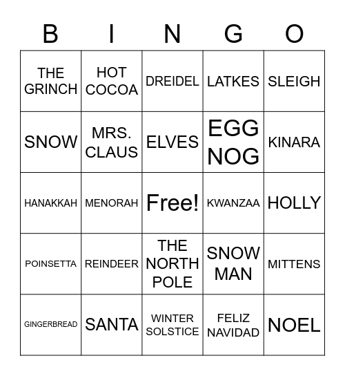 HOLIDAY BINGO Card
