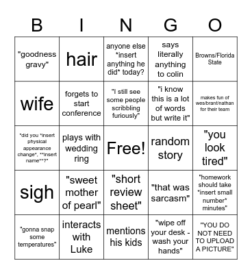 Mr. Lambright Bingo Card