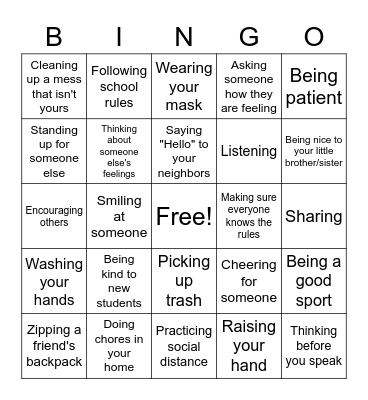 Ways We Help Bingo Card