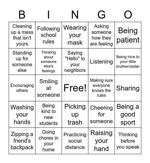 Ways We Help Bingo Card