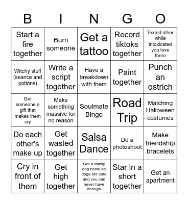 Soulmate Bingo Card