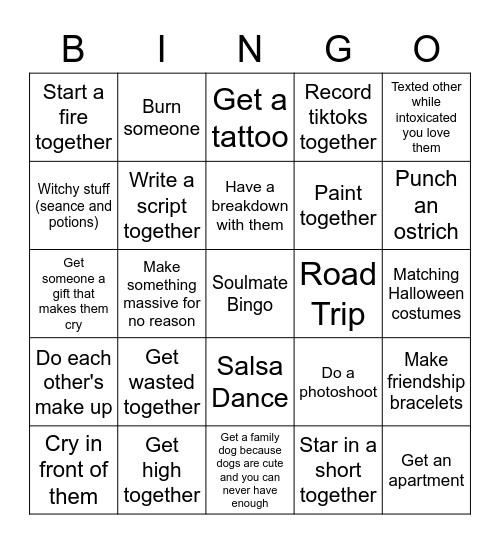 Soulmate Bingo Card